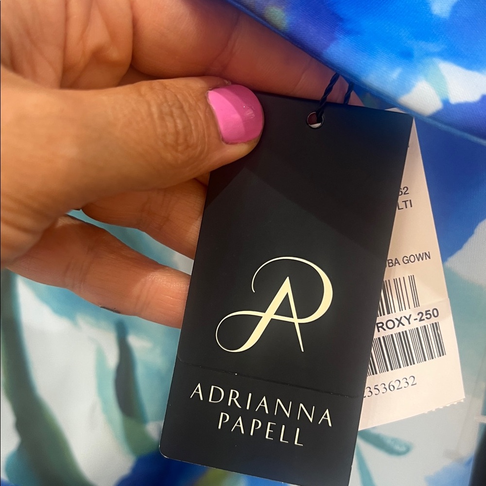 Adrianna Papell One-Shoulder Blue & White Floral Maxi Dress - Picture 6 of 6